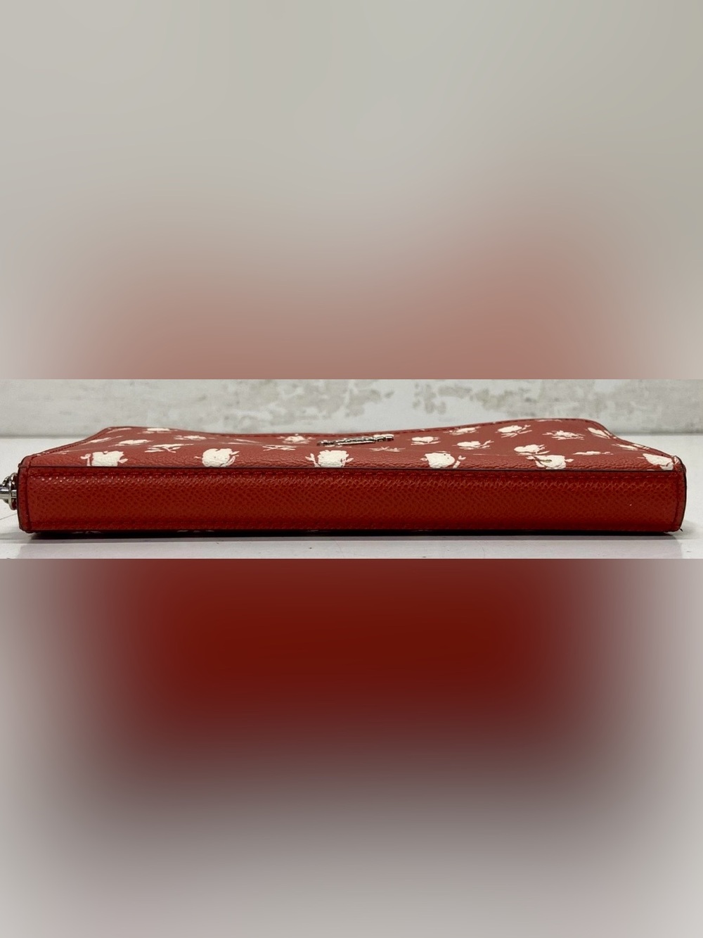 Coach Red Leather Floral Zip Around Clutch Wallet - Picture 5 of 5